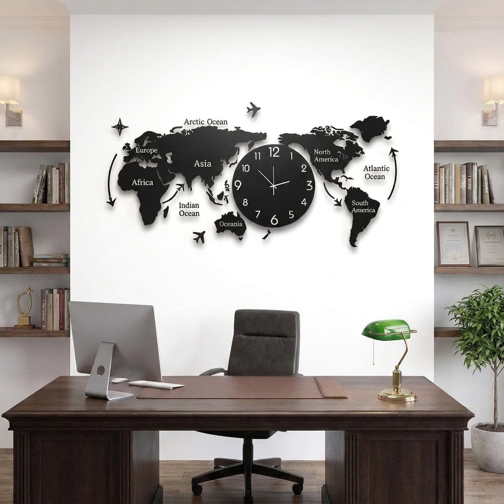 Voyager - World Map Silhouette Wall Clock