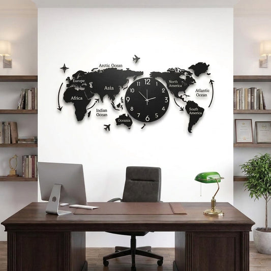 Voyager - World Map Silhouette Wall Clock