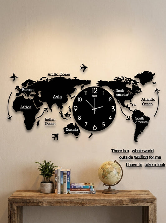 Voyager - World Map Silhouette Wall Clock