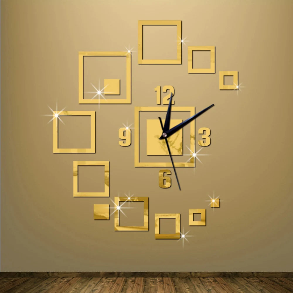 Gold Blocks - Shiny Acryllic DIY Wallclock